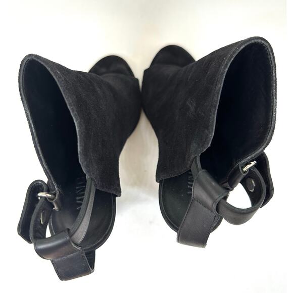 VINCE Addison Black Suede Open-Toe Ankle Boots Booties Heels Italian Leather 7 - Picture 4 of 7
